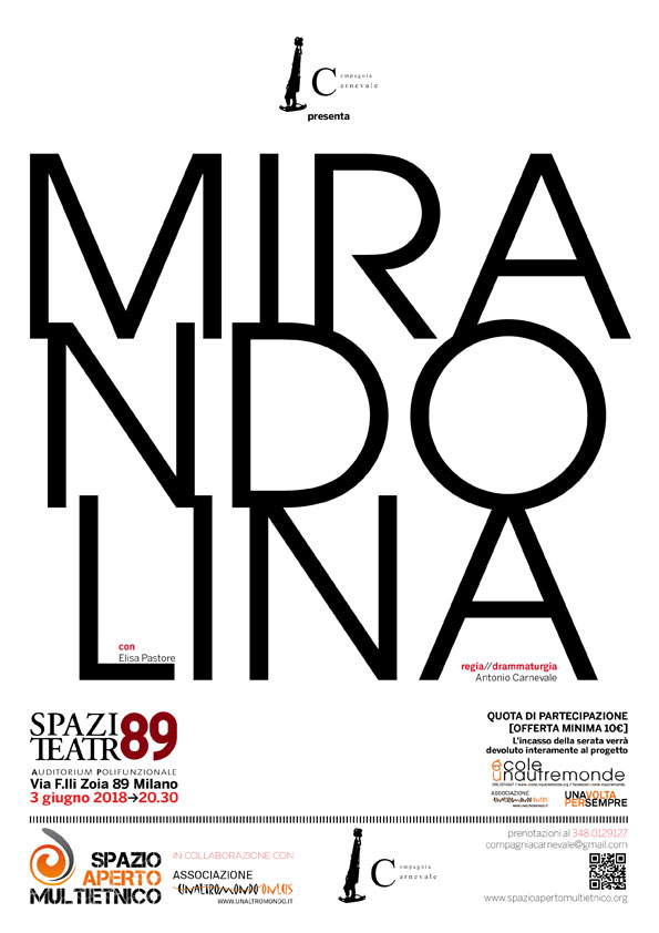 3 Giugno Spazio Teatro 89: Compagnia Carnevale presenta Mirandolina